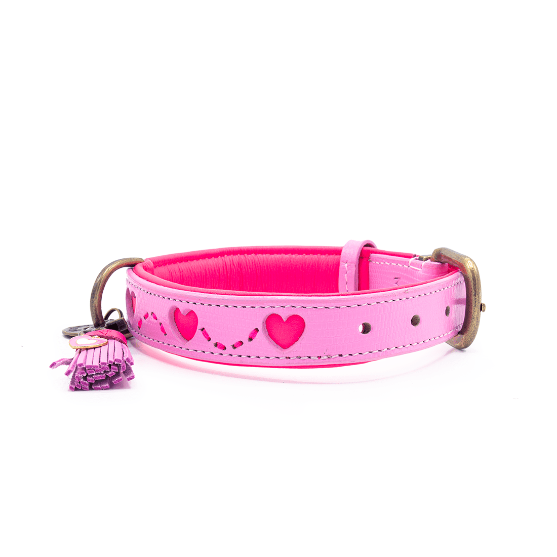 Dog with a Mission Sweety Collare L Pelle Rosa Cuori 40-47 cm