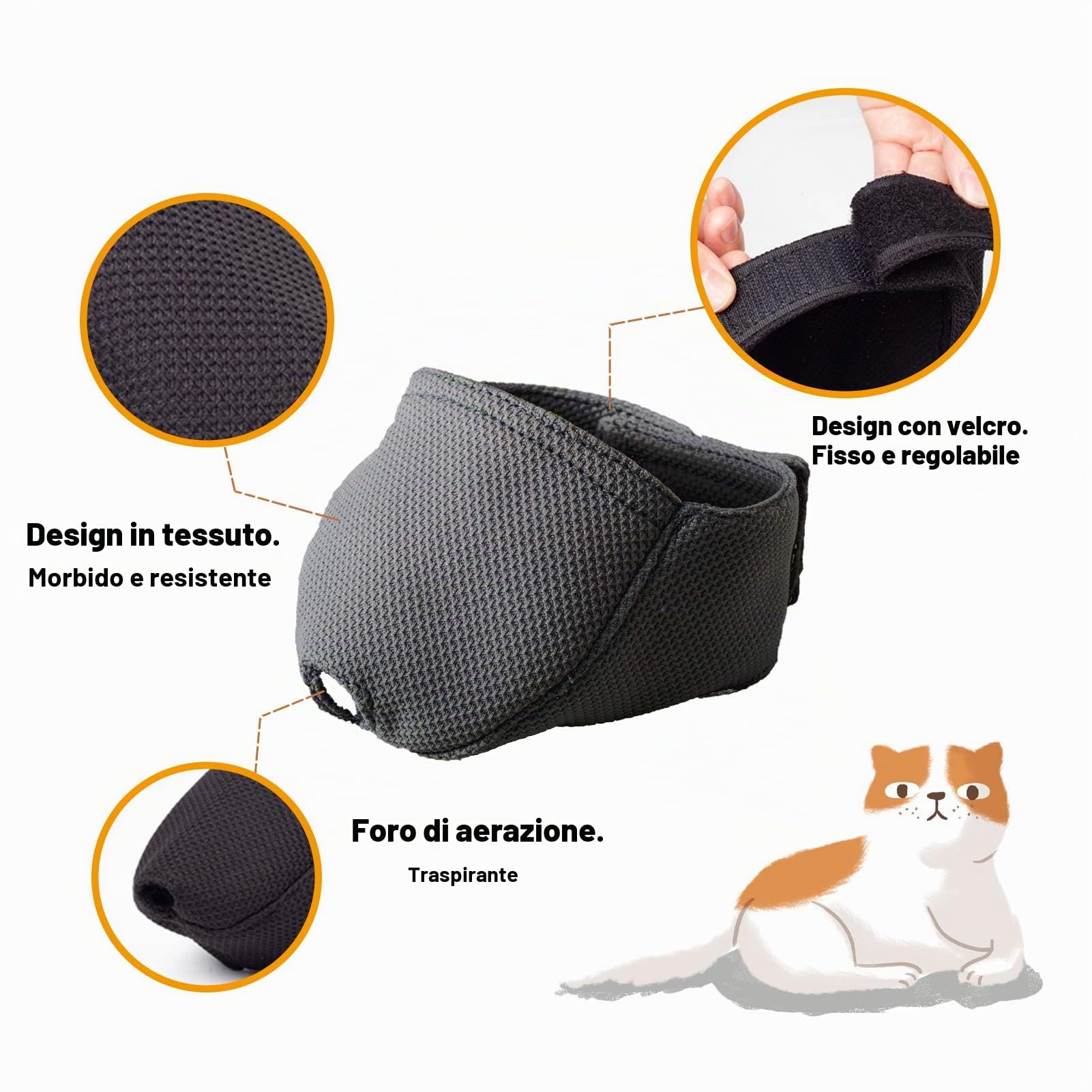 OHCOZZY Museruola Gatto S Nera Rete Traspirante