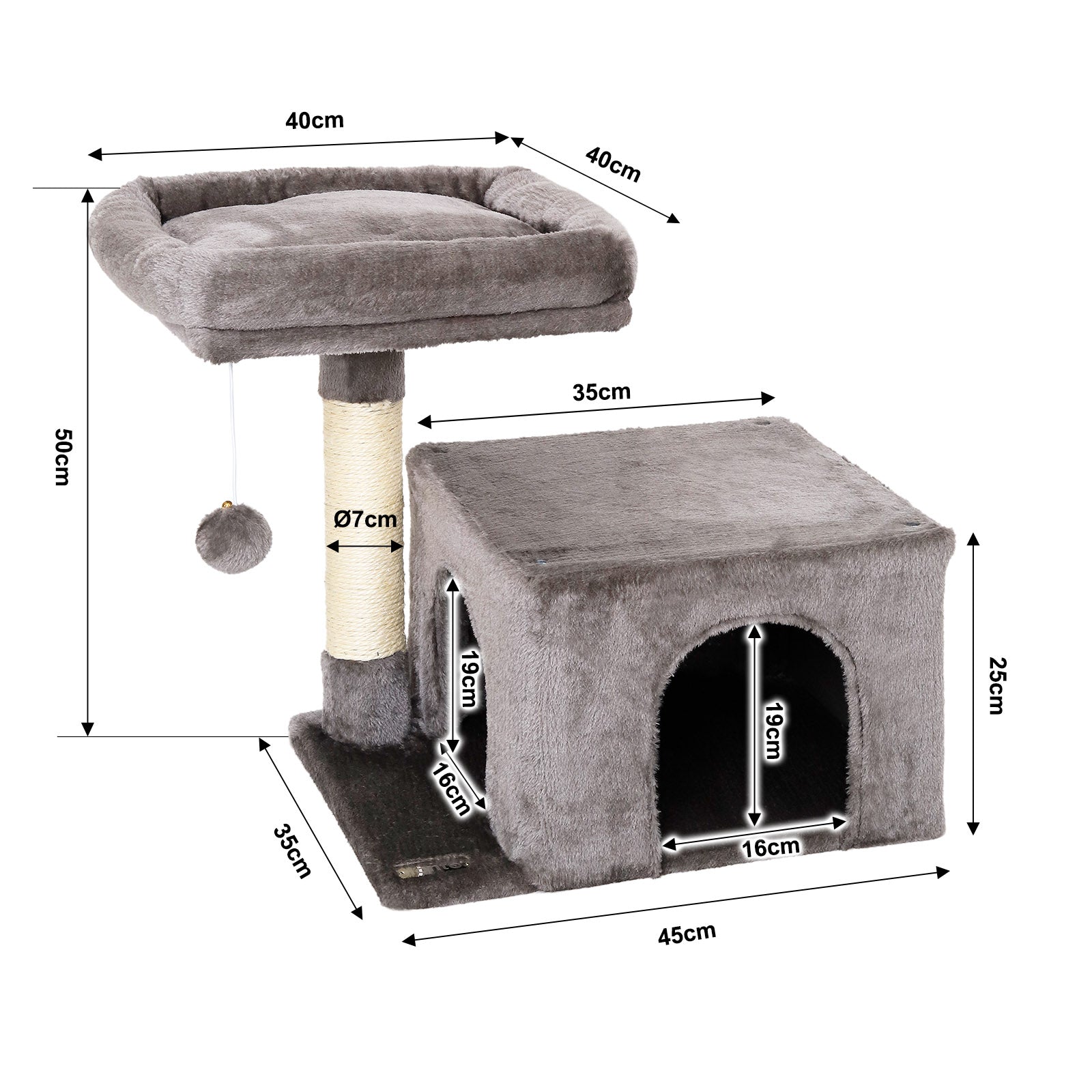 Lionto Katzenkratzbäume tiragraffi gatto 50 cm grigio sisal