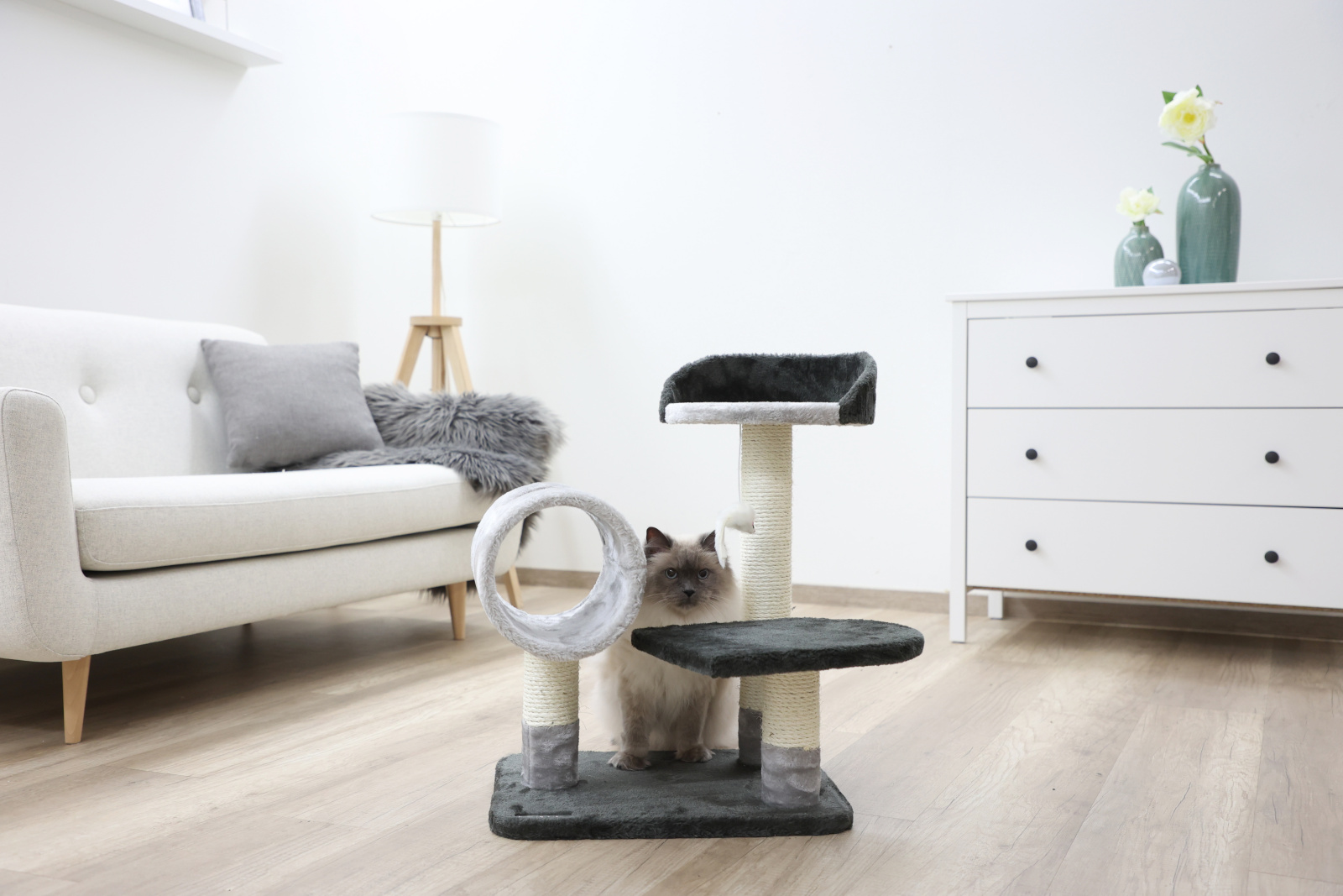 Kerbl Pet Moon Tiragraffi Gatto Piccolo con Tunnel