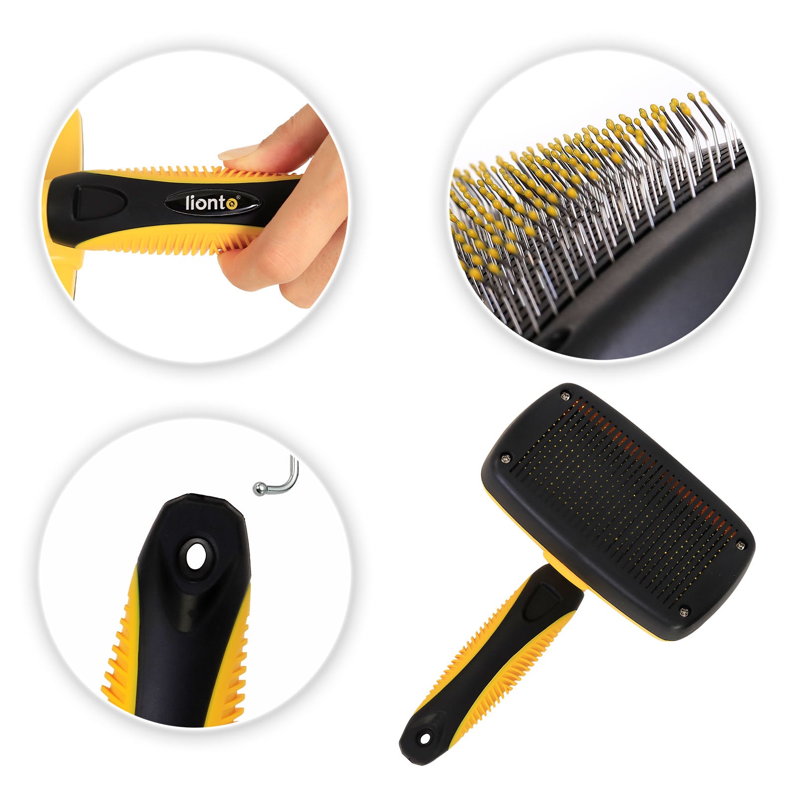 Lionto Katzenbürsten spazzola autopulente pelo lungo nero-giallo