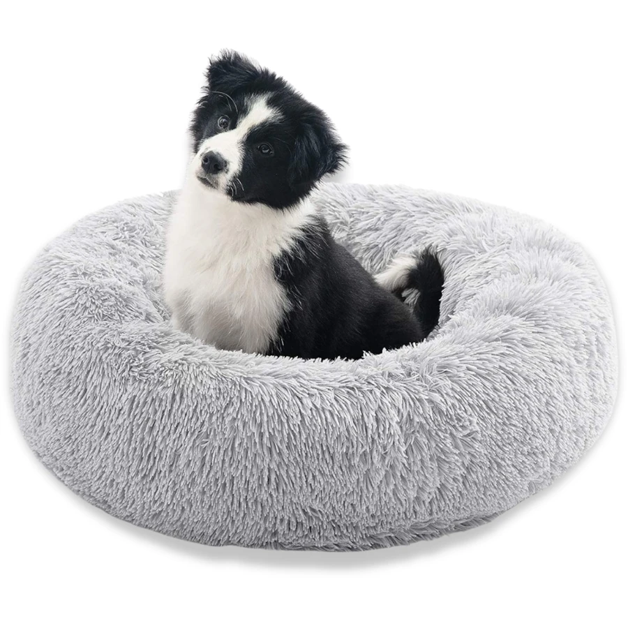 Toscani Vet Bed cuscino ciambella fluffy grigio chiaro 50 cm