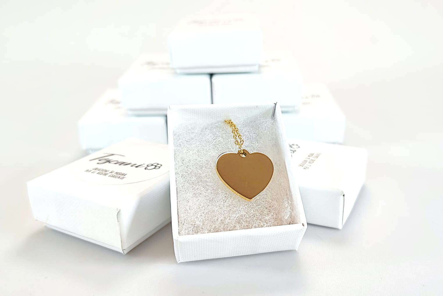 Toscani Gadget Collana cuore acciaio dorata incisa
