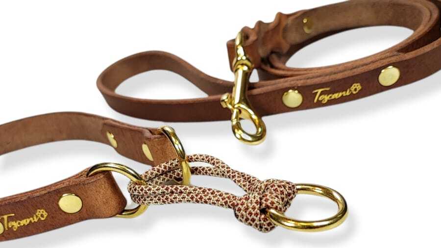 Toscani Cuoio completo collare guinzaglio 20mm