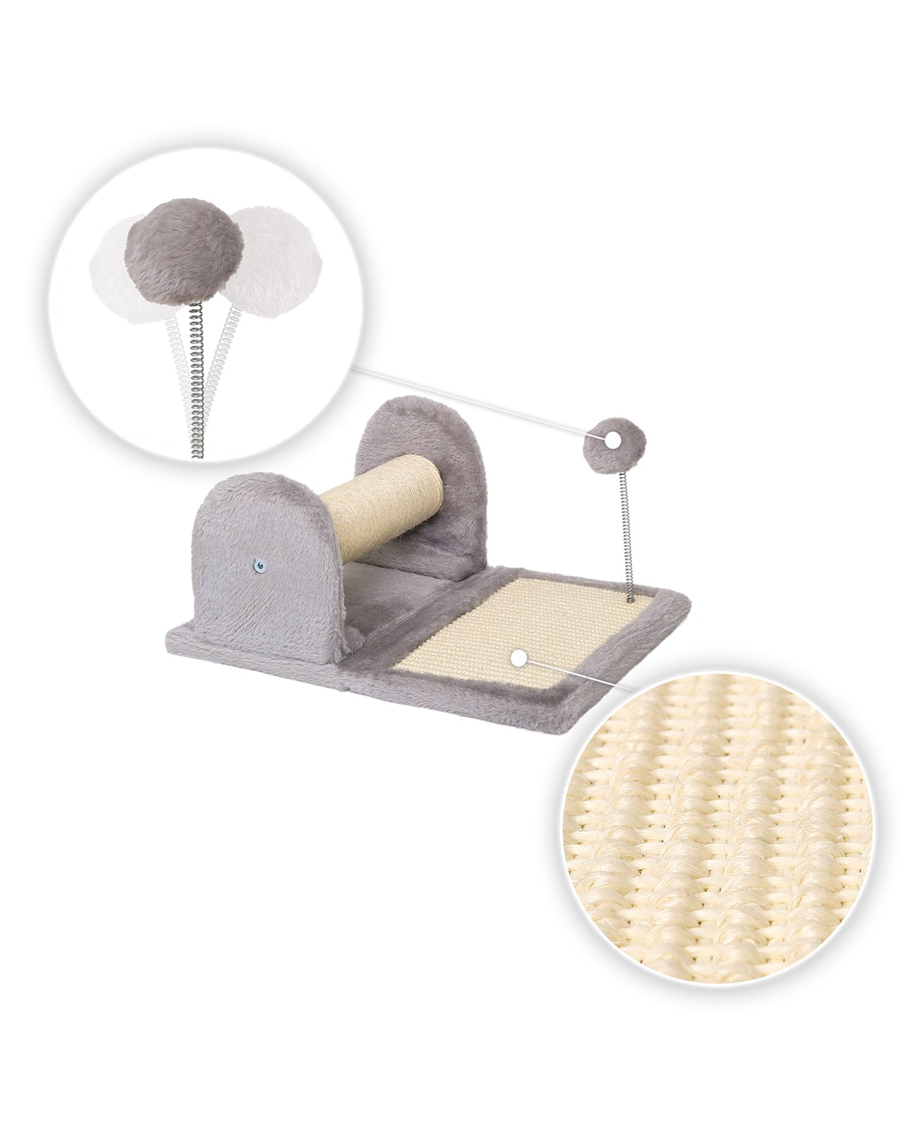 Lionto Katzenkratzbäume tiragraffi sisal 40x30 cm grigio con palla