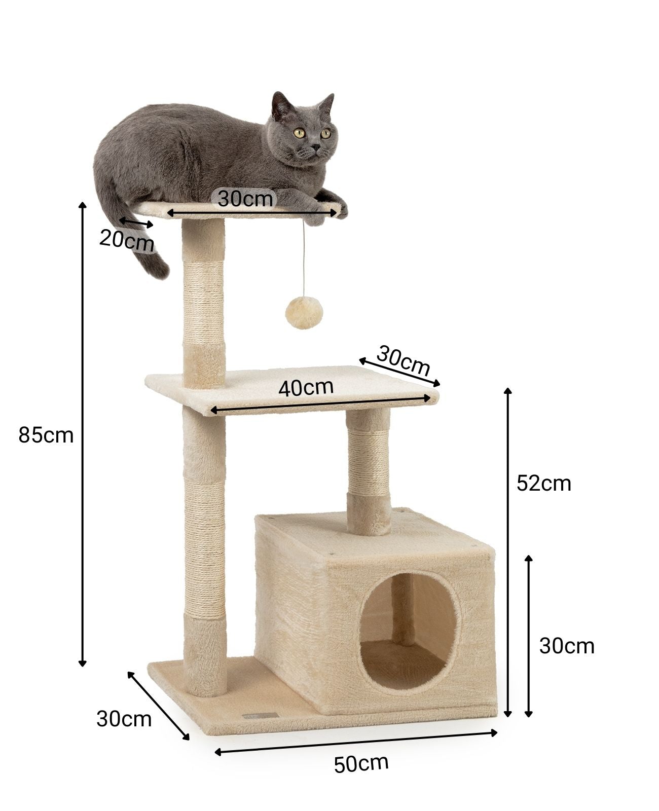 Lionto Katzenkratzbaum 85 cm tiragraffi gatti grigio scuro sisal