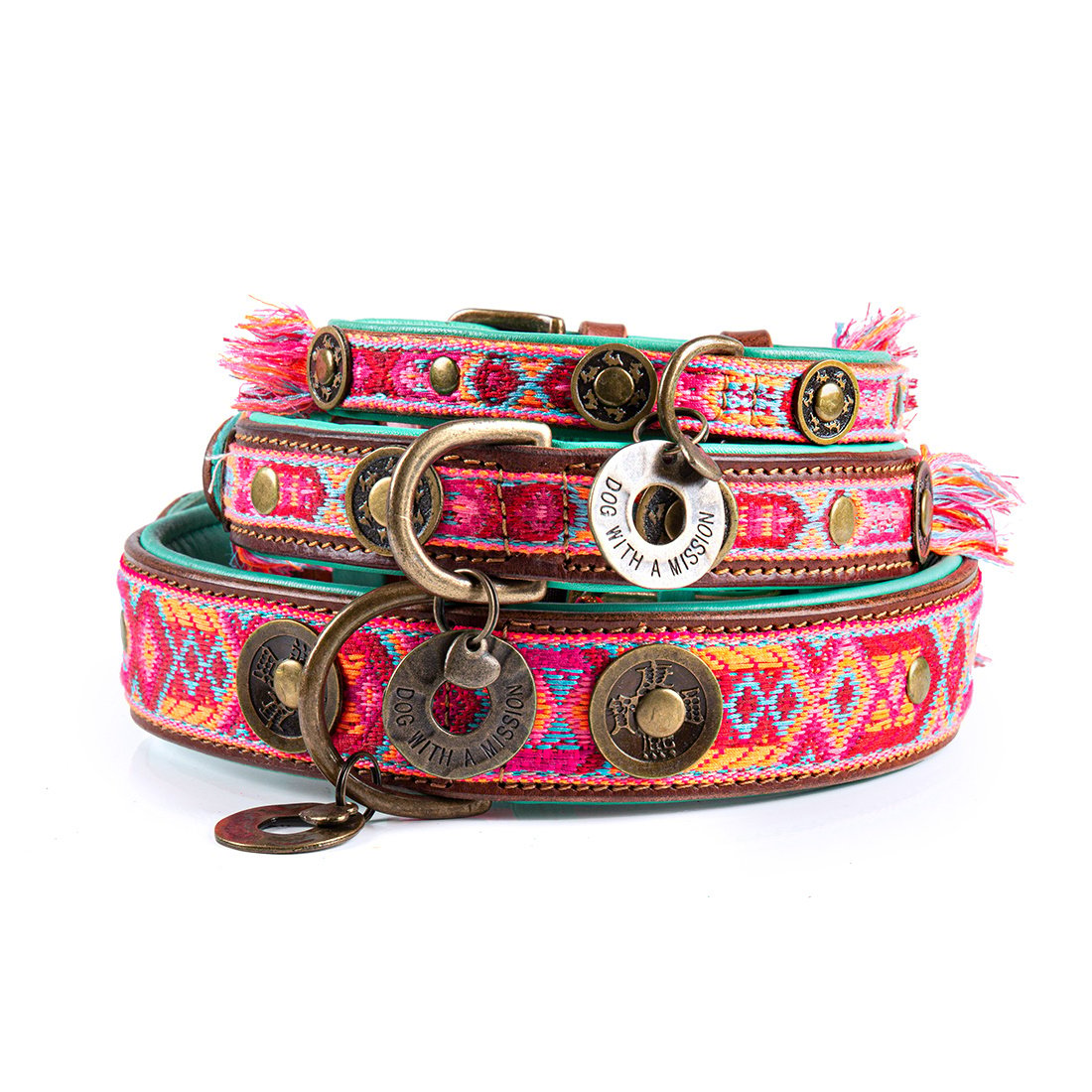 Dog with a Mission Boho Rosa collare pelle cane M rosa