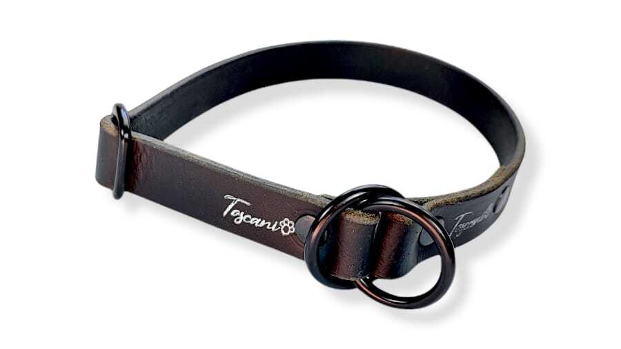 Toscani Cuoio Collare Cane Taglia Media Pelle 20mm Artigianale