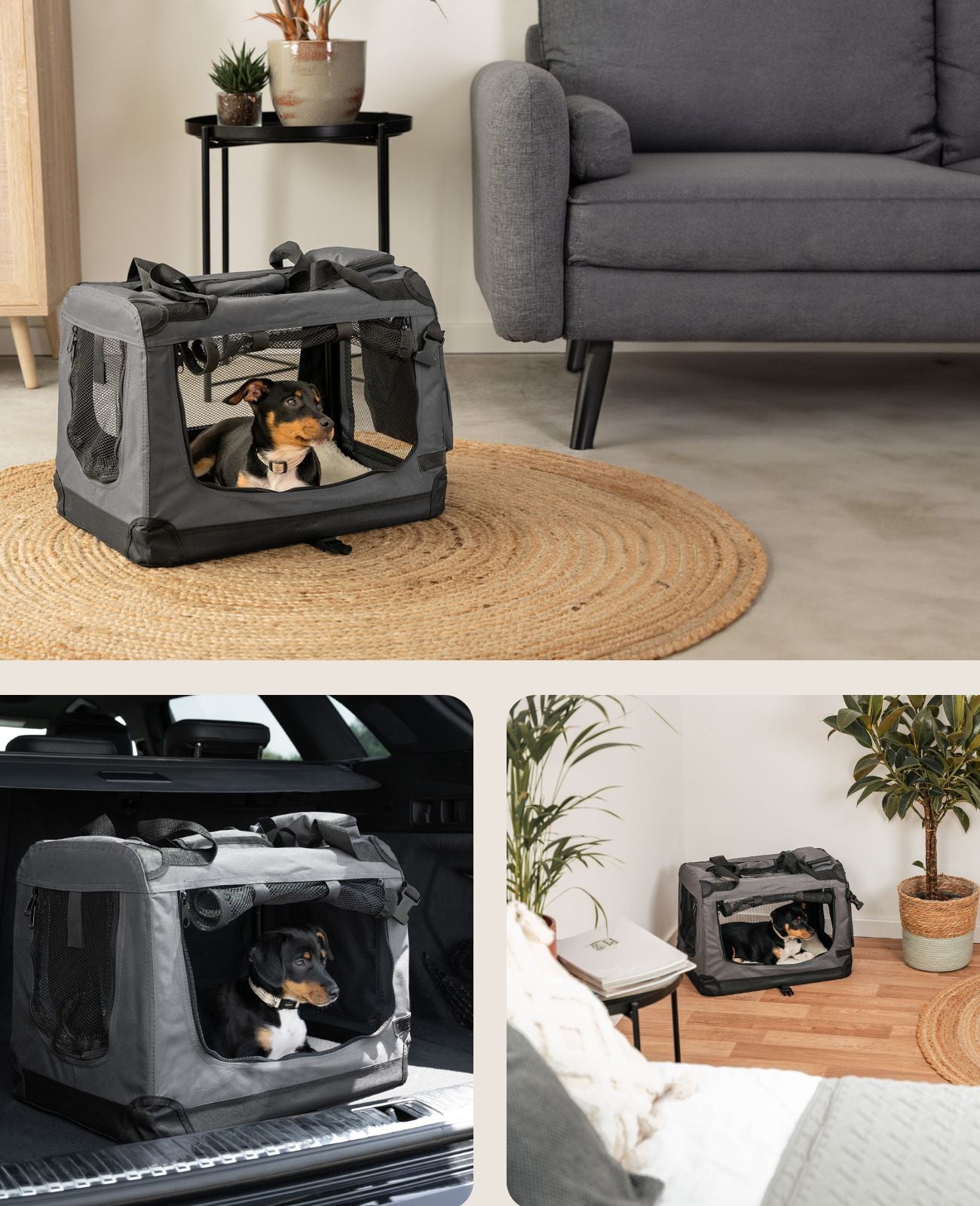 Lionto Hundetransportboxen Trasportino Pieghevole M Nero 60x42x44