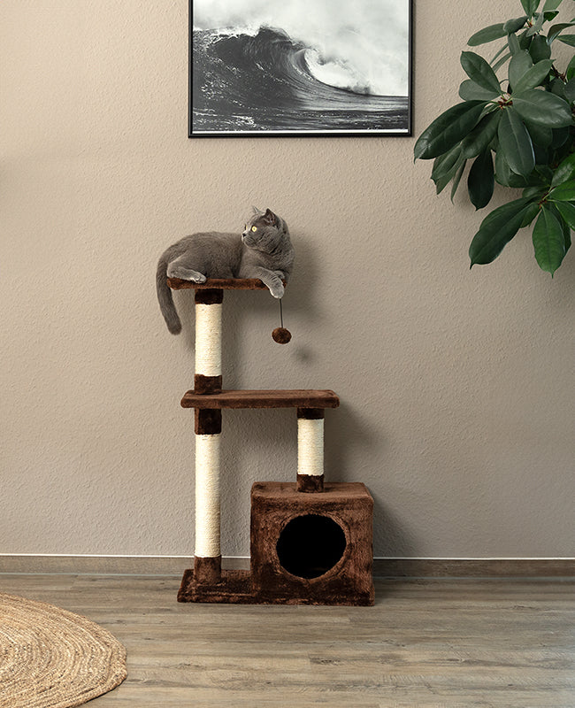 Lionto Katzenkratzbaum 85 cm tiragraffi gatti grigio scuro sisal