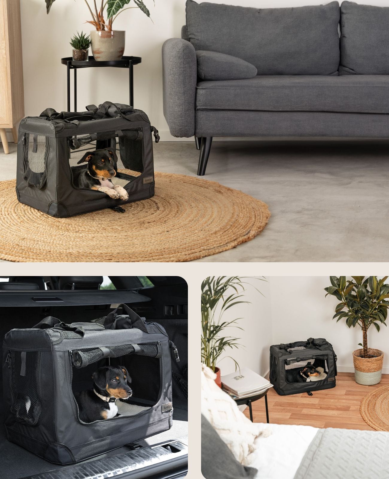 Lionto Hundetransportboxen Trasportino Pieghevole M Nero 60x42x44