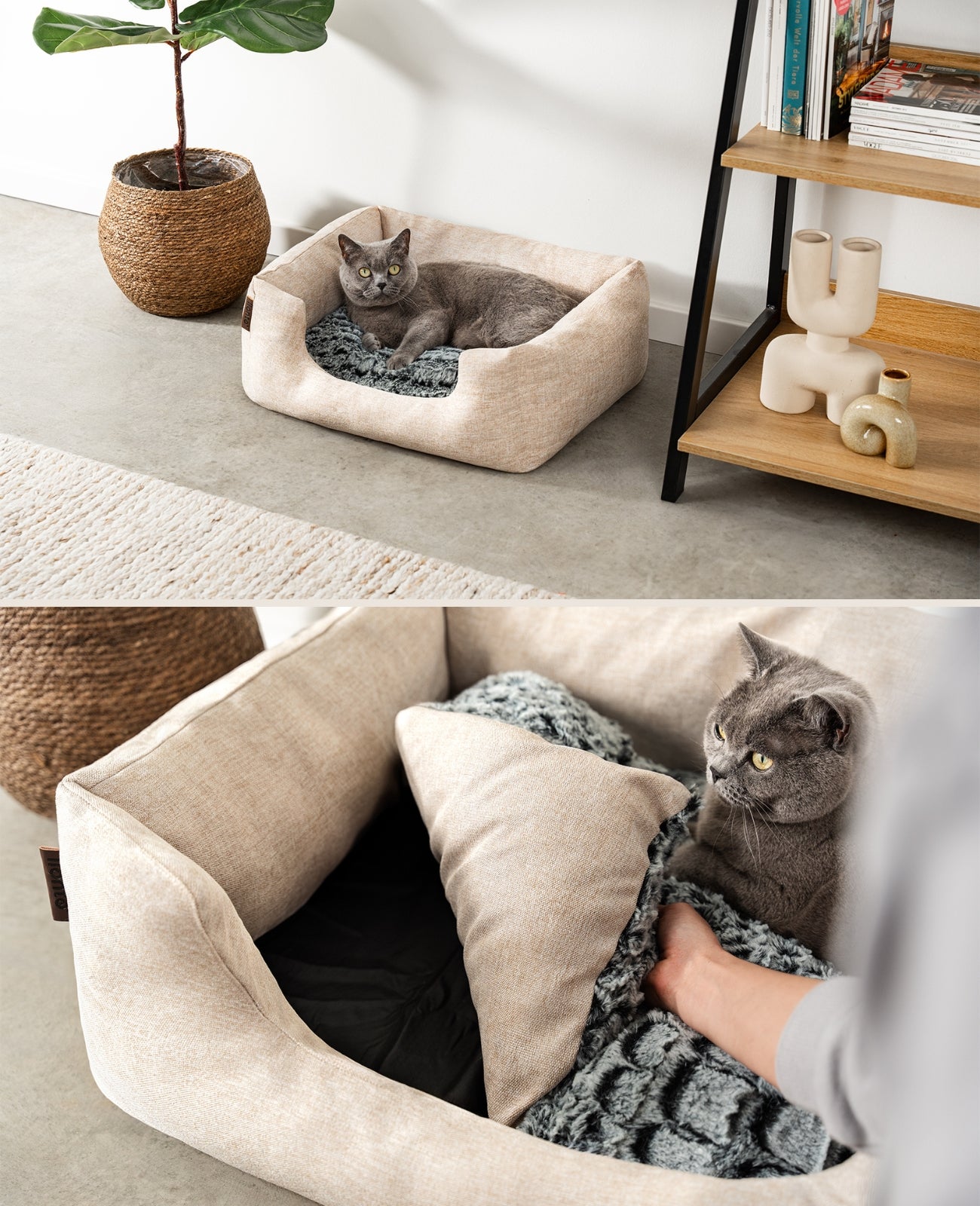Lionto Katzenbettchen letto beige 60x50x22 cm reversibile