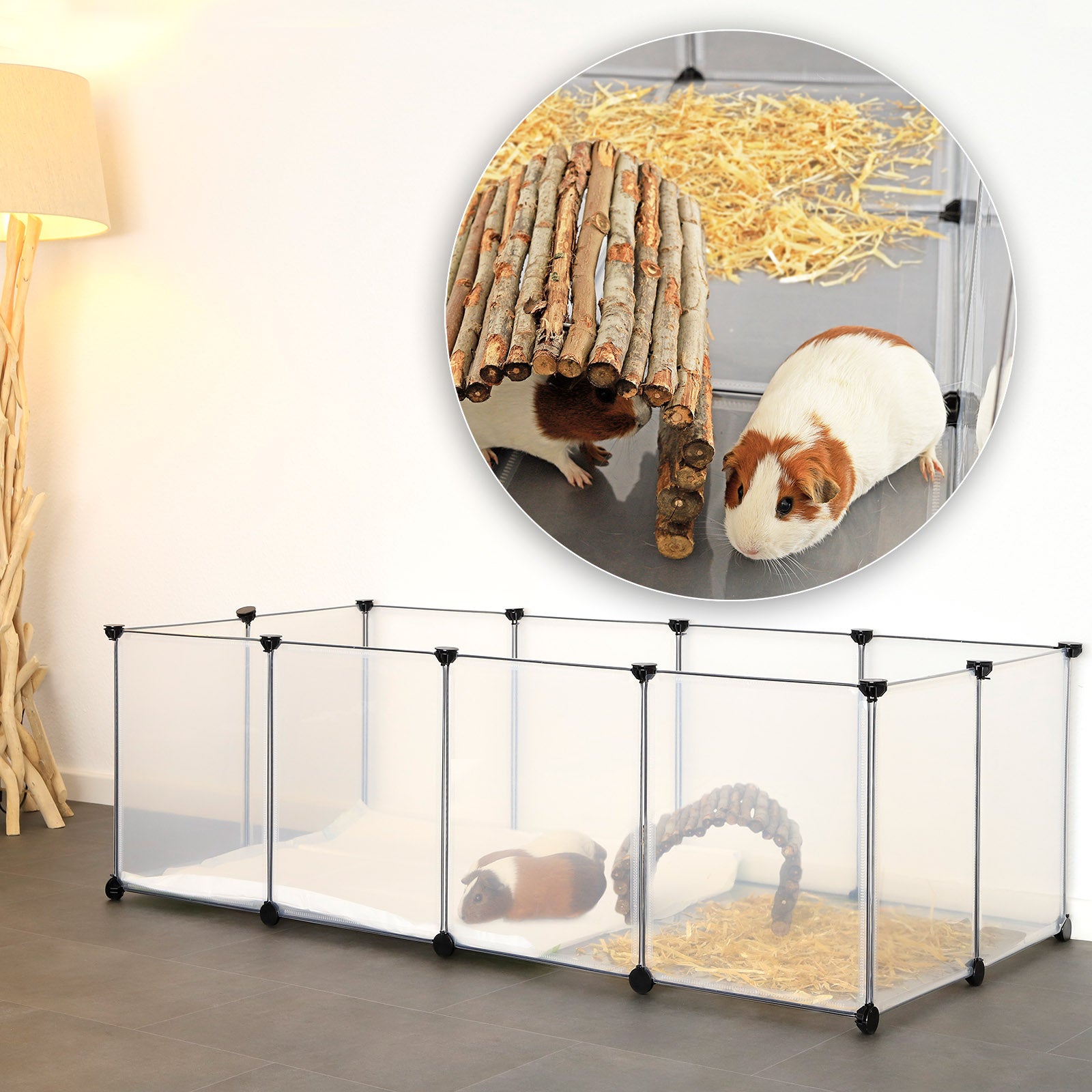 Lionto Kleintiergehege recinto plastica 145x74x47 cm con fondo trasparente