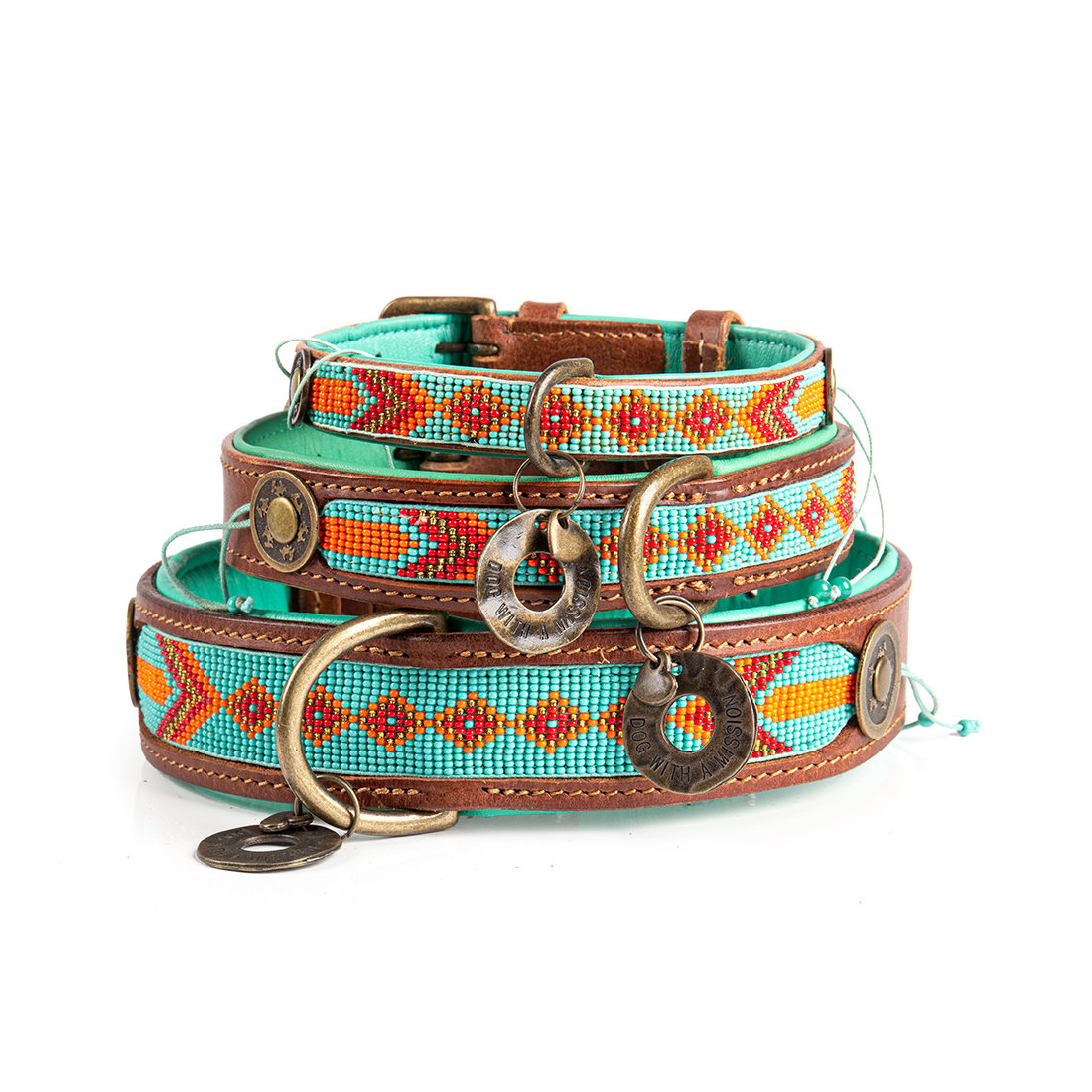 Dog with a Mission Paddy Lee Collare Pelle S 30-33 cm Turchese