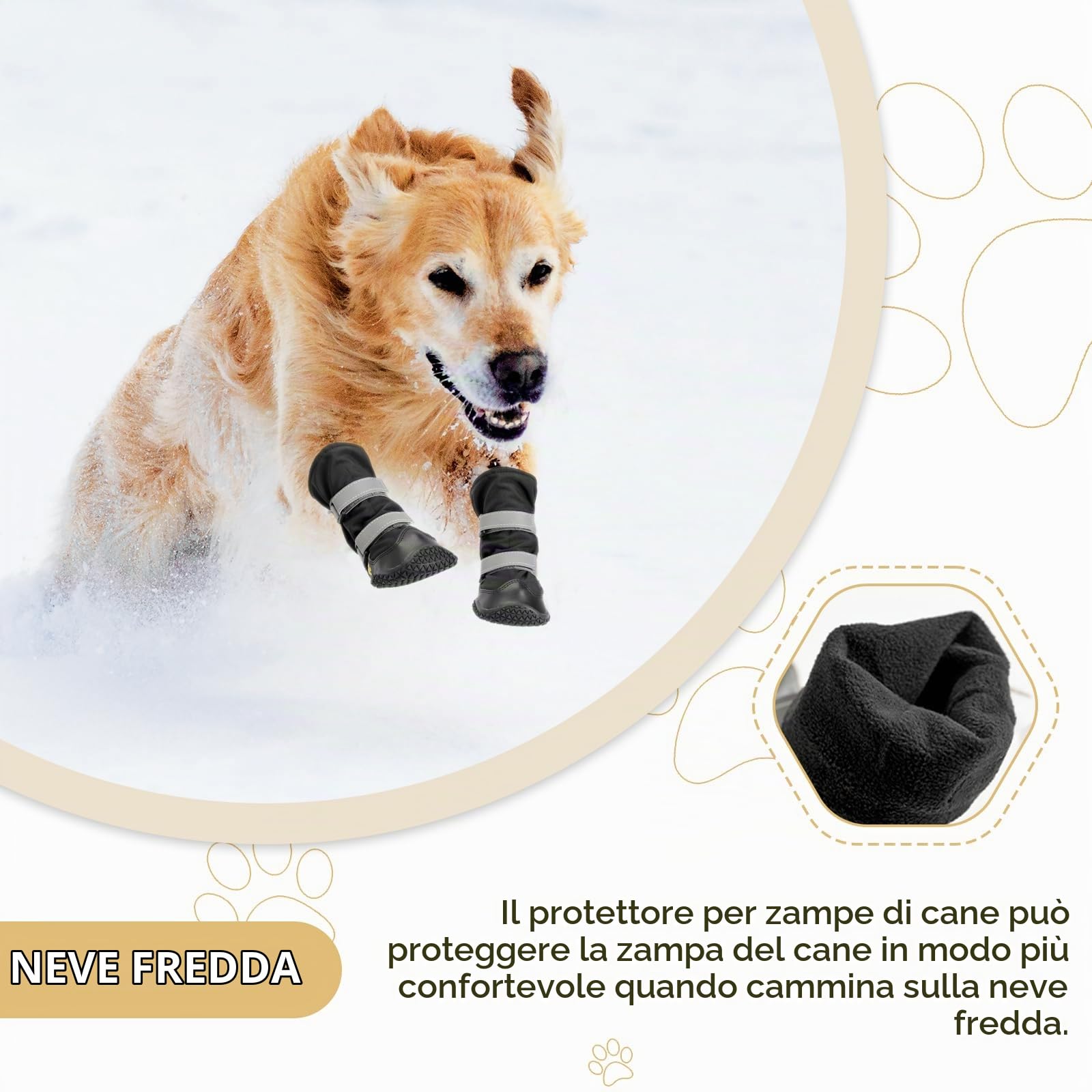 OHCOZZY Scarpette Cani Stivali Impermeabili M Nero 4 Pezzi