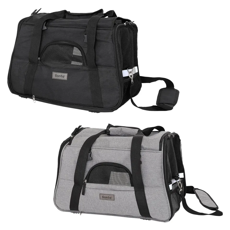 Lionto trasportino borsa gatto nera pieghevole 48,5x27x31,5 cm