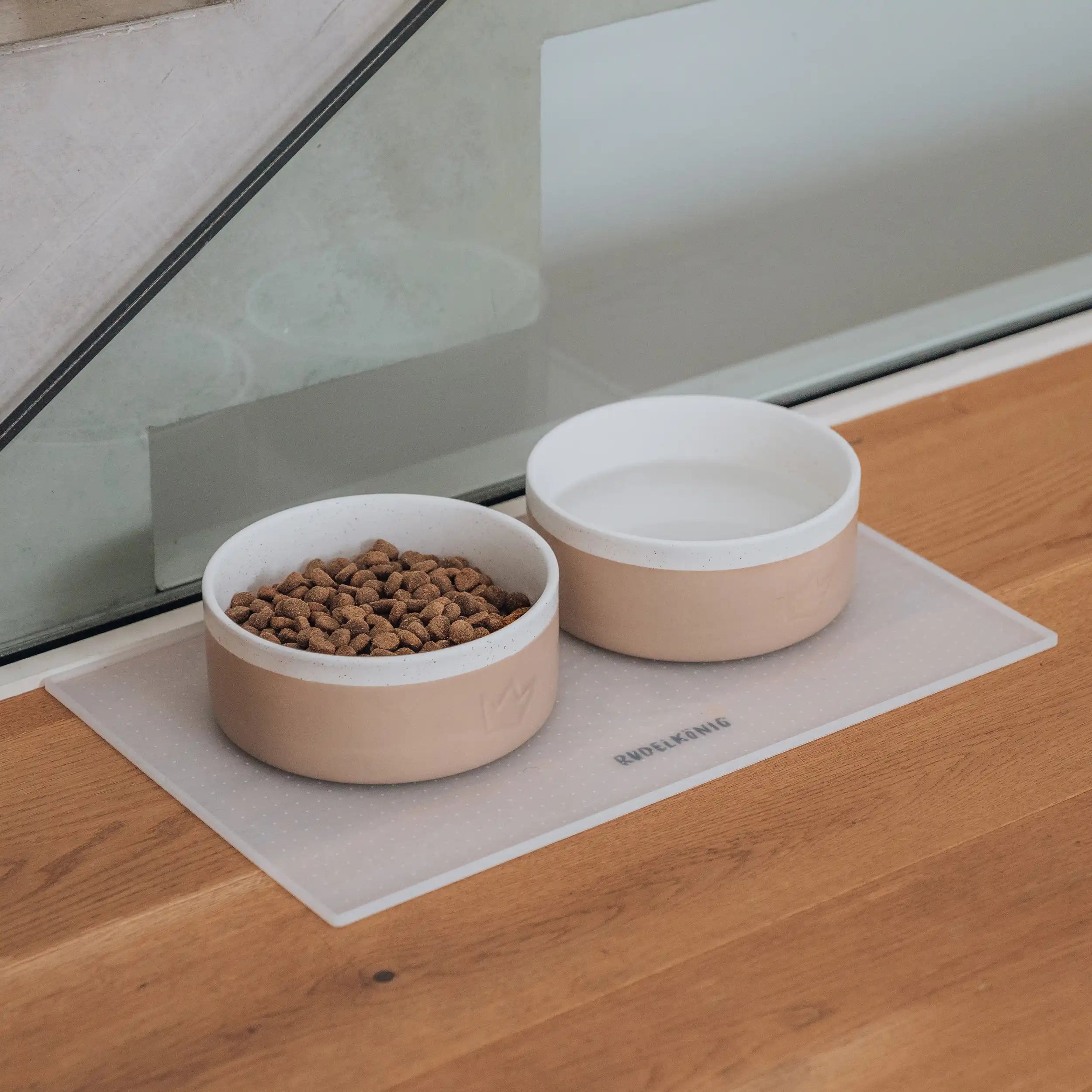 Rudelkönig set pappa cane ceramica grigio 2 ciotole+tappetino