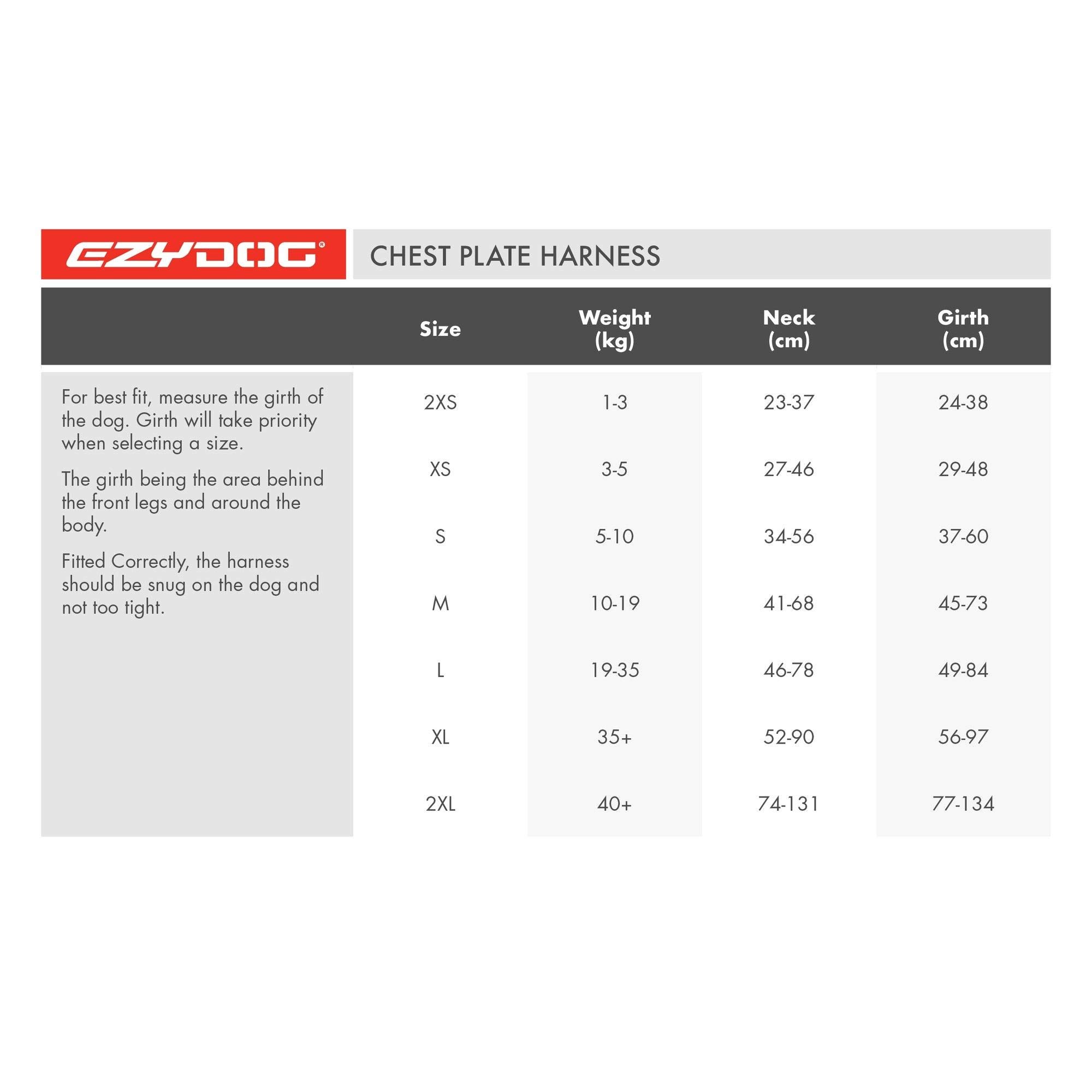 EzyDog Dog Harnesses Chest Plate Pettorina Ergonomica EVA