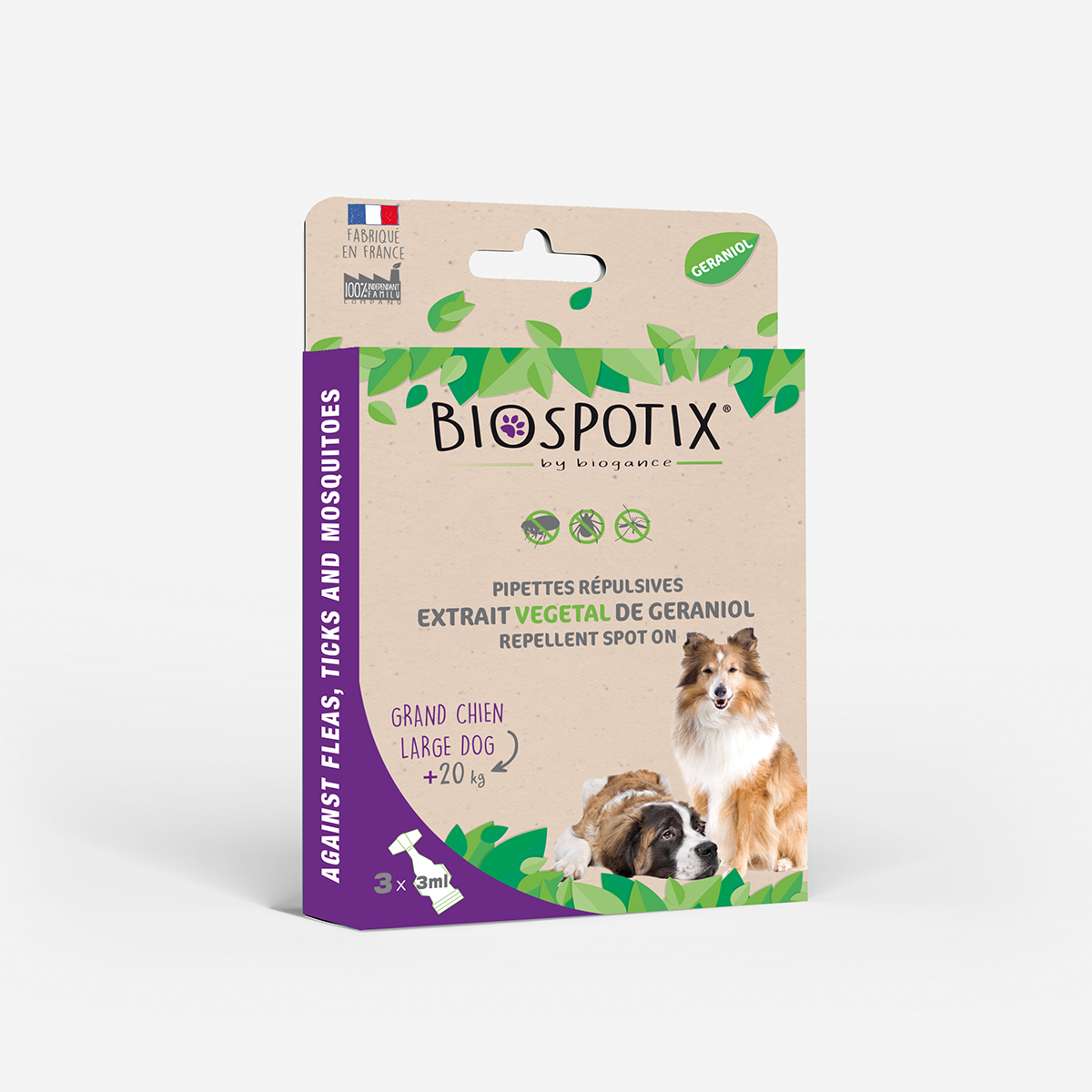 Biogance Biospotix Pipette Cane Grande Taglia Geraniolo Antipar