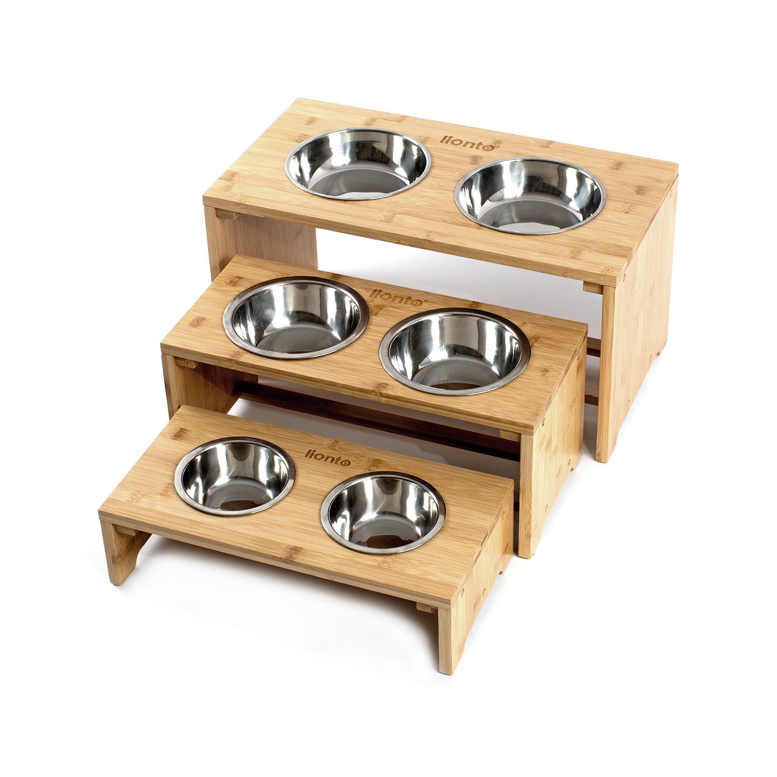 Lionto Hundenäpfe Stazione Pappa Bambù 2x0,55 l 44x20x19 cm