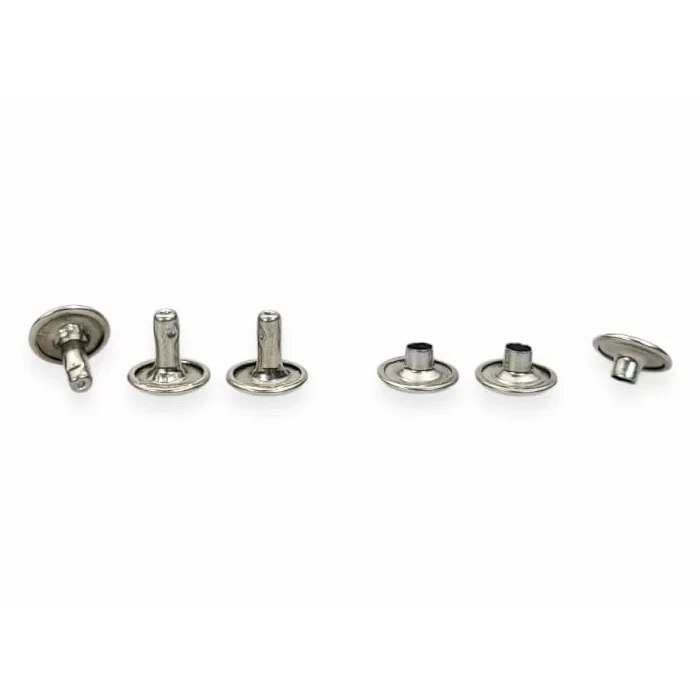 Toscani Rivetti e Borchie Doppia Testa Acciaio Argento 10mm