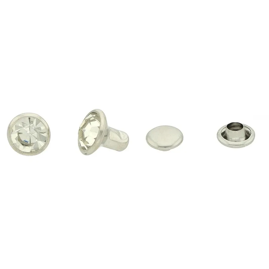 Toscani Rivetti e borchie Rivetti strass trasparente argento 7mm