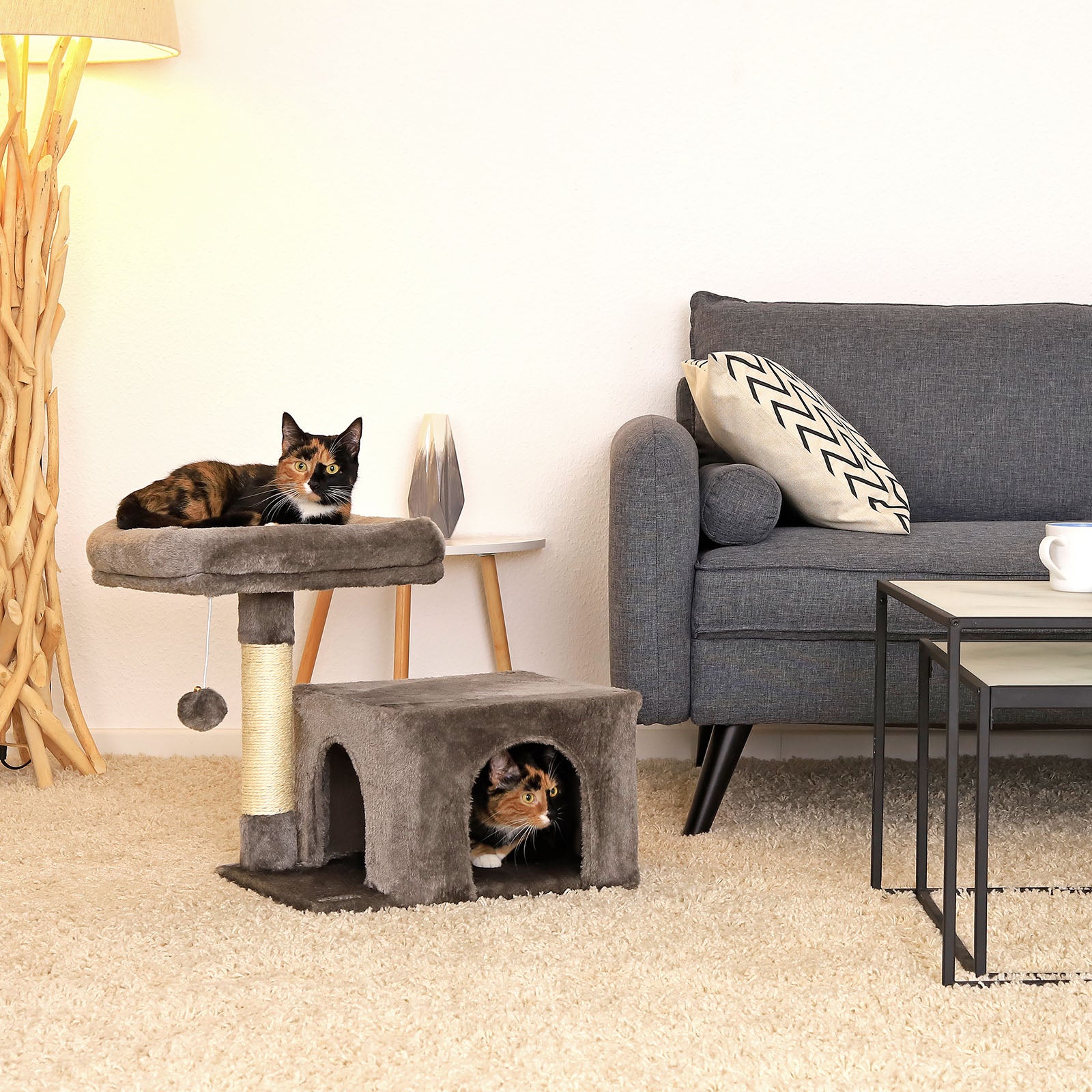 Lionto Katzenkratzbäume tiragraffi gatto 50 cm grigio sisal