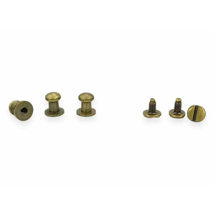 Toscani Rivetti Gemelli oro antico zinco testa 6mm