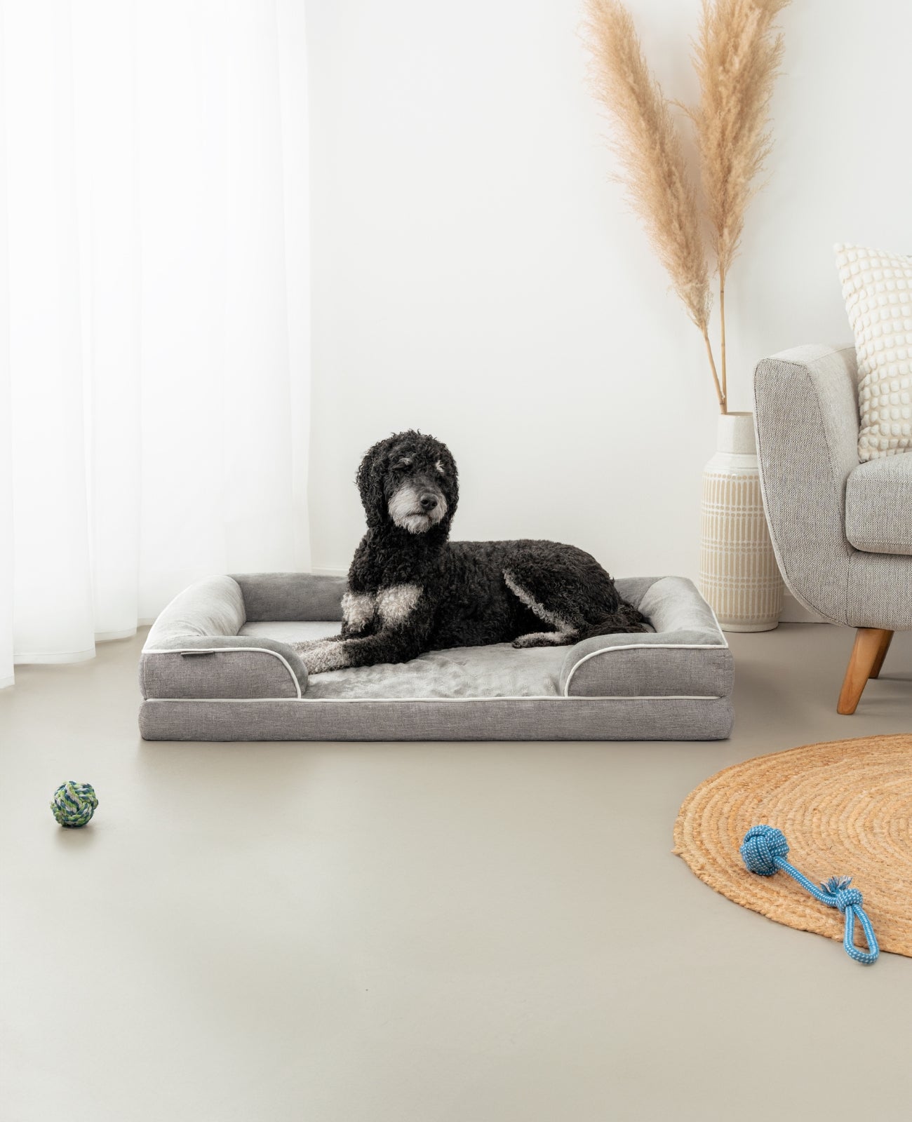 Lionto Hundebetten cuccia cane 122x89x20 cm grigia ortopedica