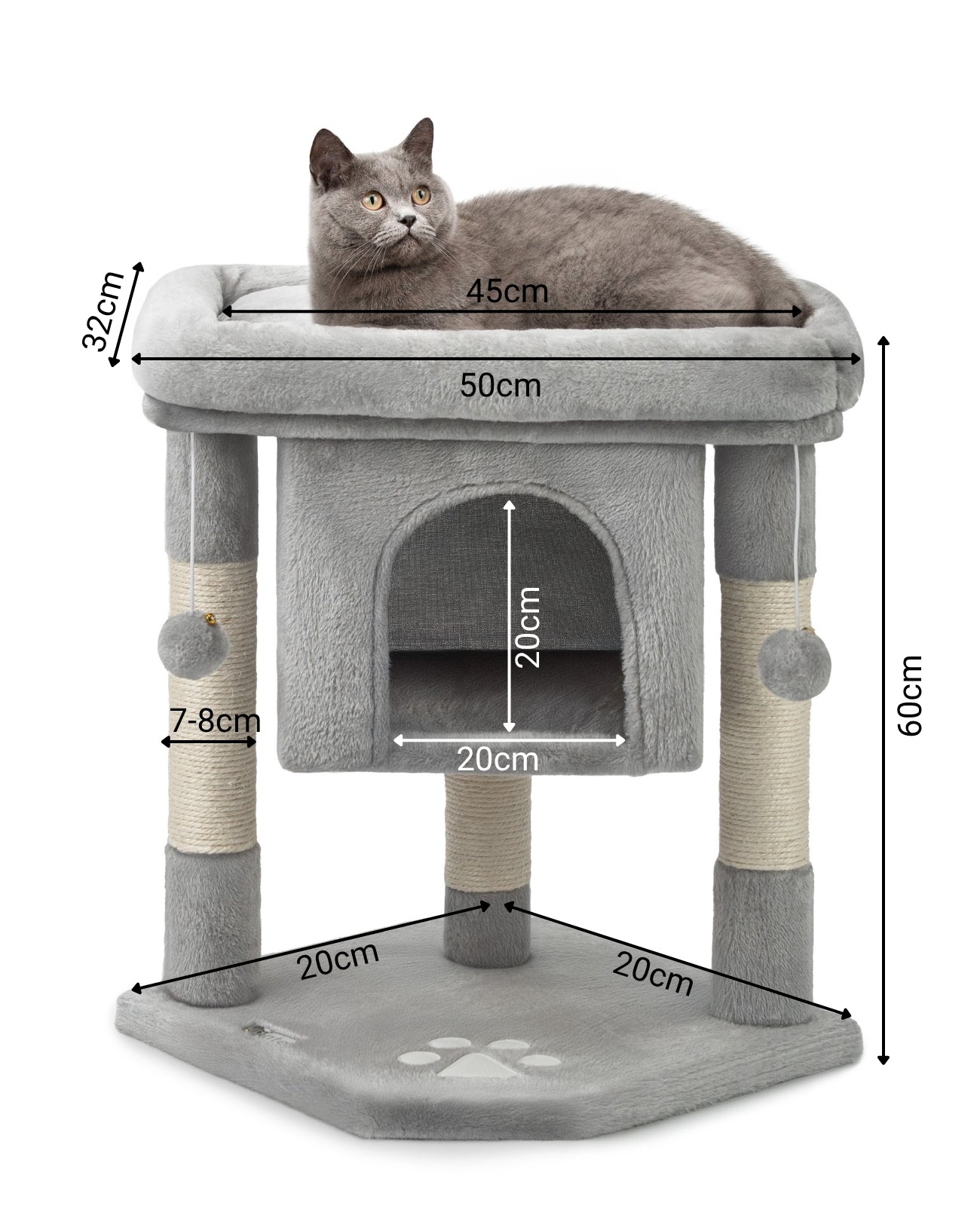 Lionto Katzenkratzbäume tiragraffi 60 cm grigio chiaro