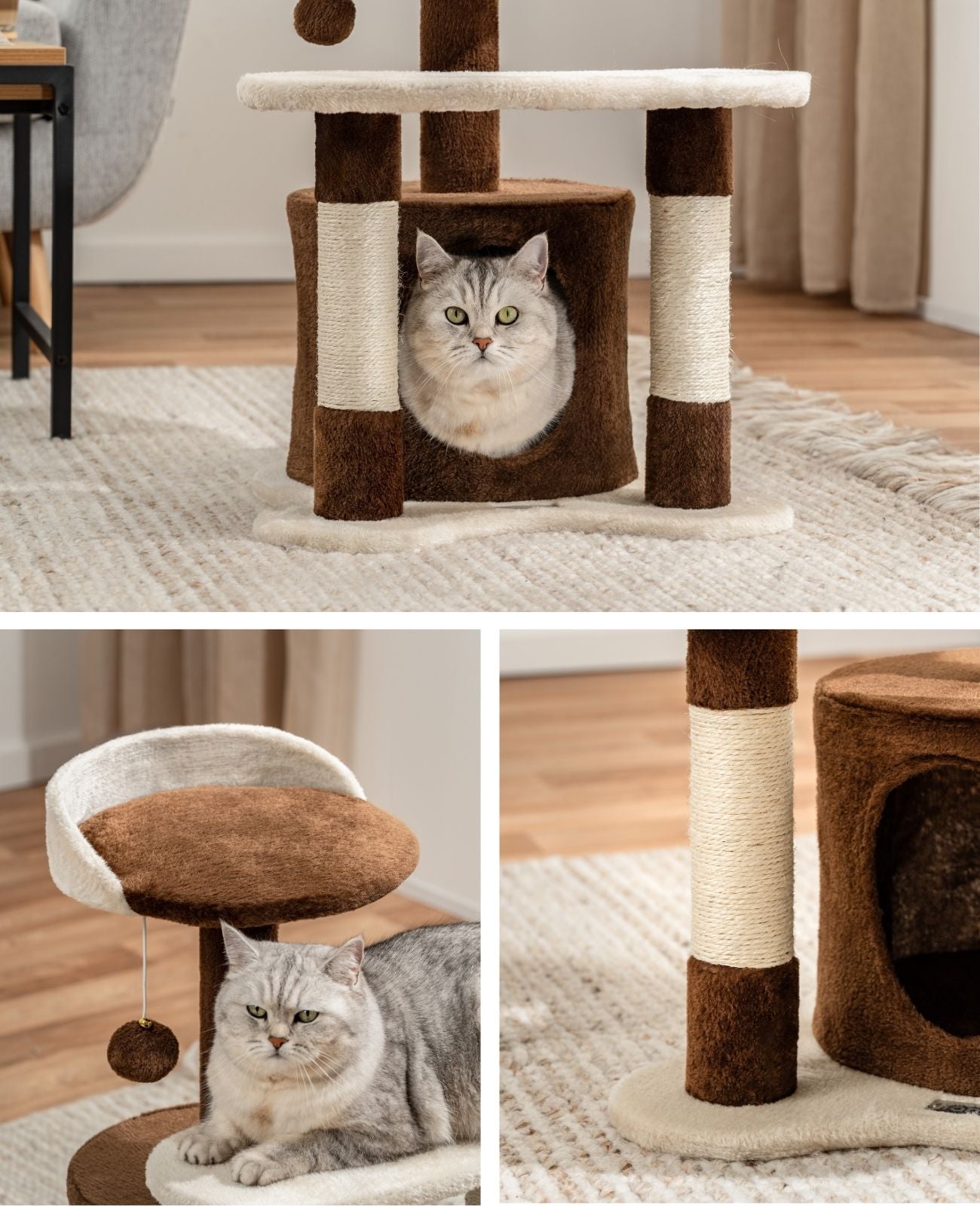 Lionto Tiragraffi 65 cm Albero per Gatti Marrone Beige