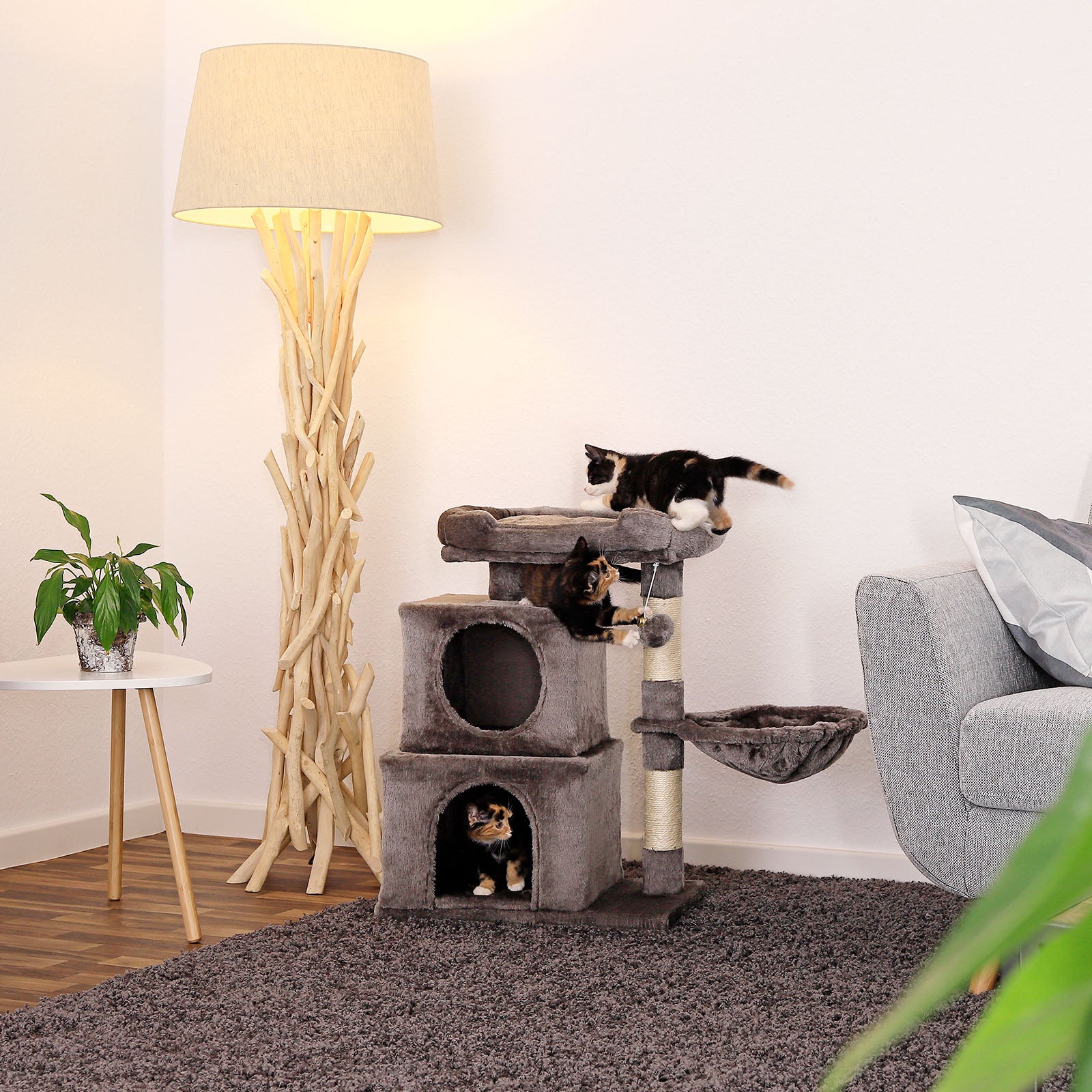 Lionto Kratzbaum tiragraffi gatti 70 cm grigio chiaro sisal