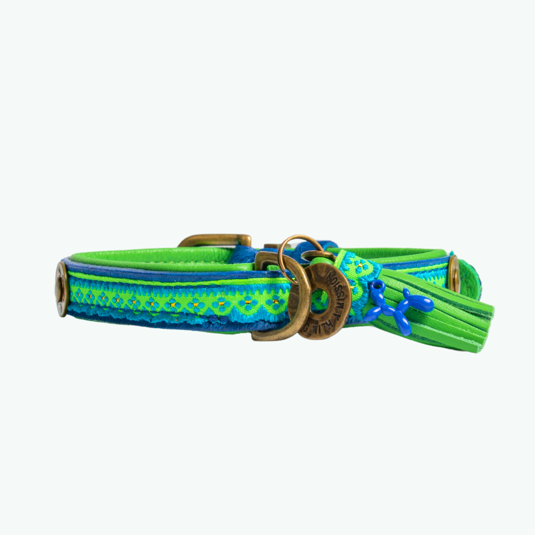 Dog with a Mission Zula XS collare cane pelliccia blu verde